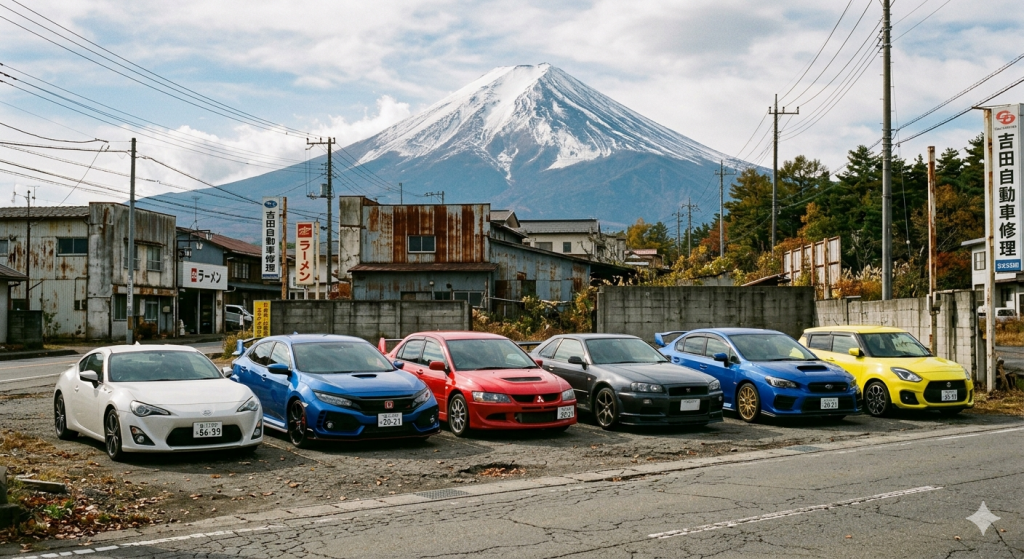 Japanese cars displayed